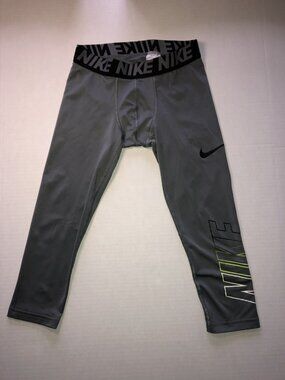 Nike Dri Fit Mens Pro Training Compression Athletic Workout Tights Gray Large